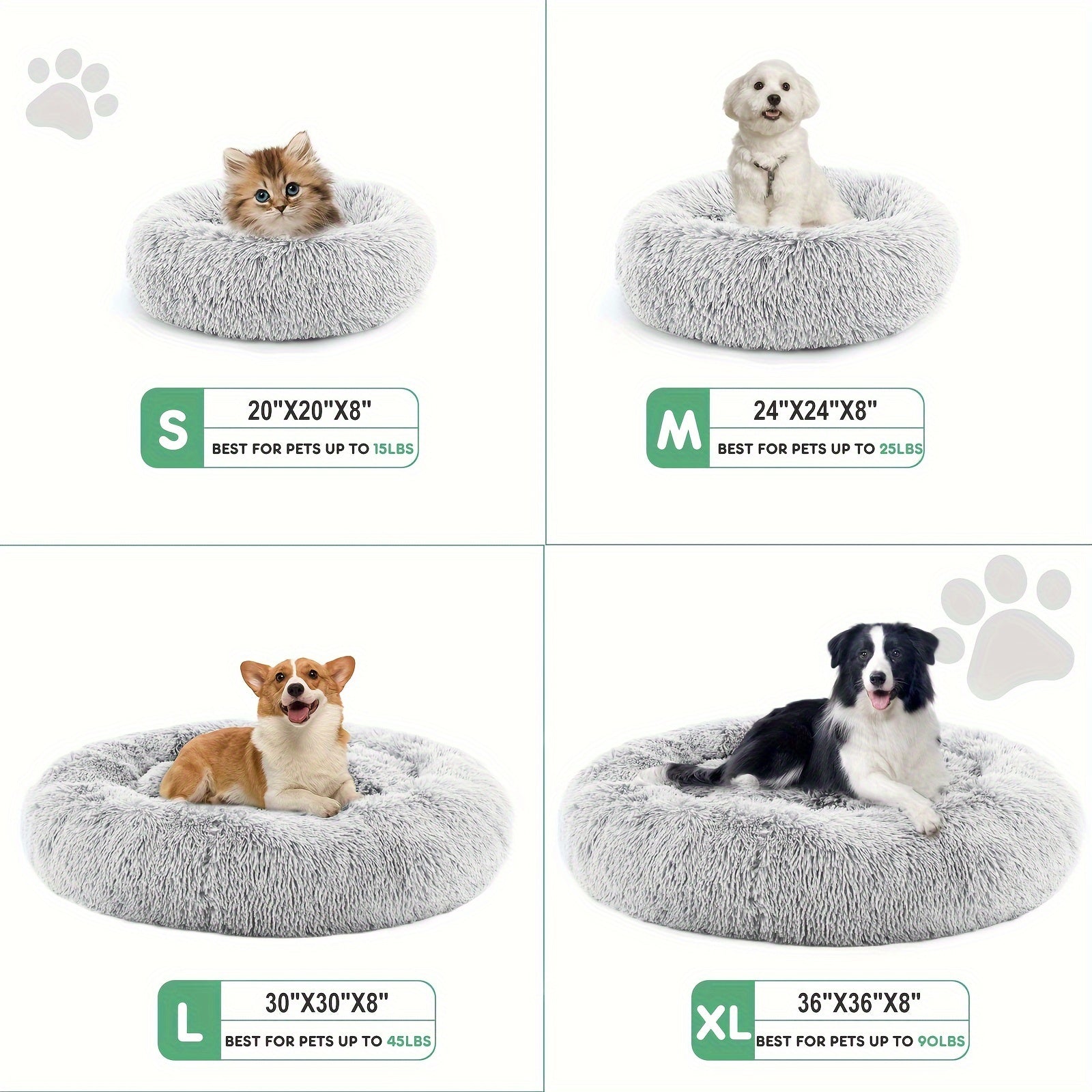 20/24 in Washable Round Plush Pet Bed - 20''x20''