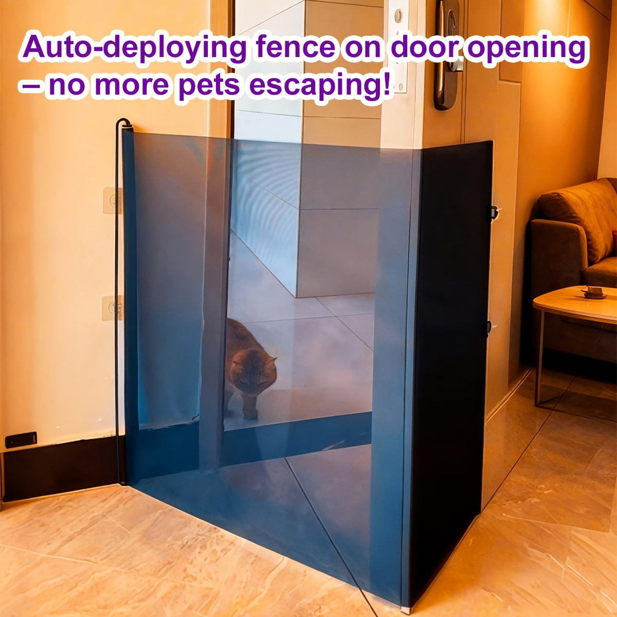 Drill-Free Retractable Mesh Pet Gate