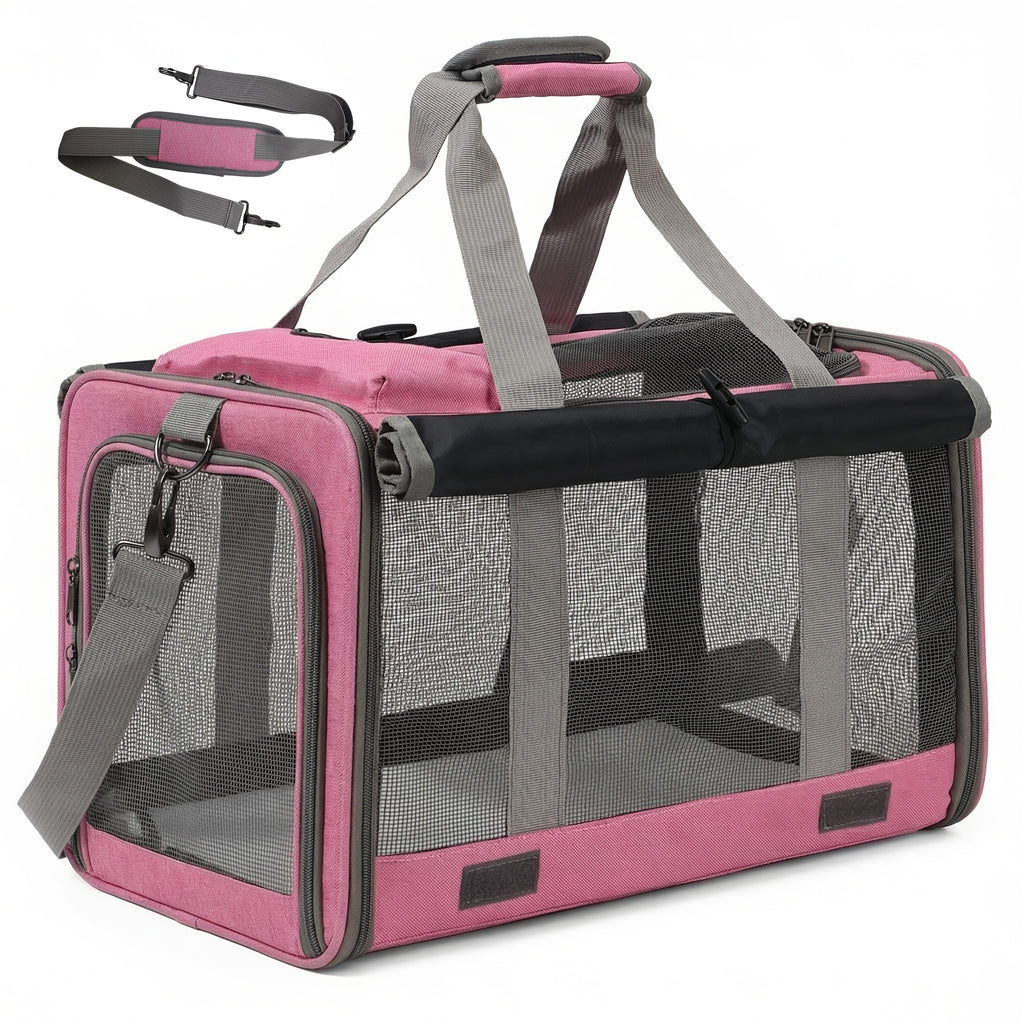 Foldable Soft-Sided Pet Travel Carrier - Beige Color