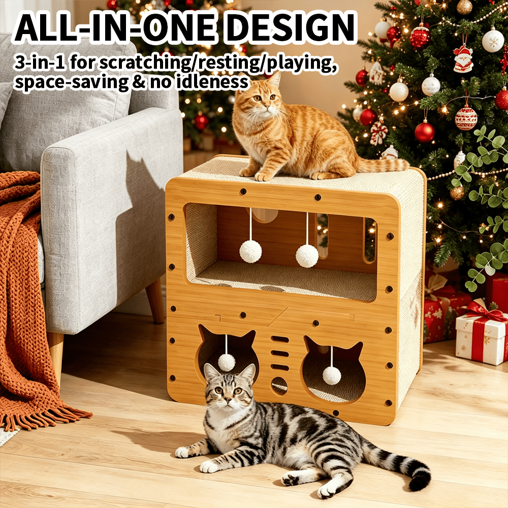 Double-Layer Cardboard Cat Scratcher House