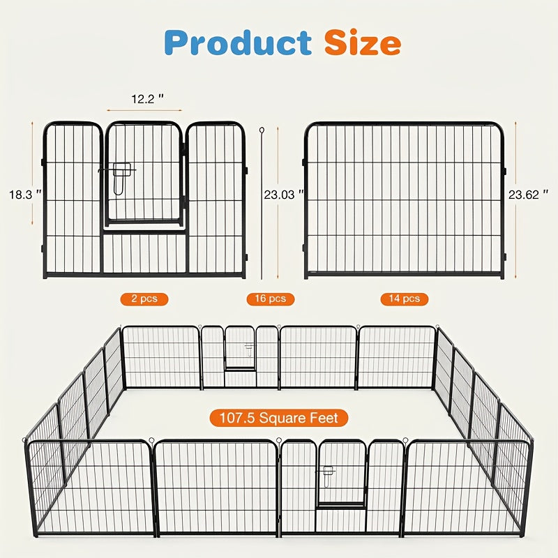 8/16-Panel Indoor & Outdoor Pet Playpen - 16pcs-32