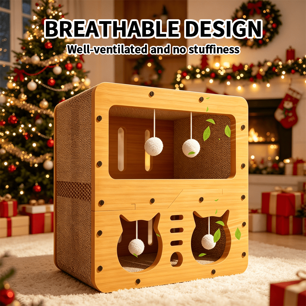 Double-Layer Cardboard Cat Scratcher House