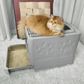 Foldable Cat Litter Box with Tray and Scoop - Dark Gray