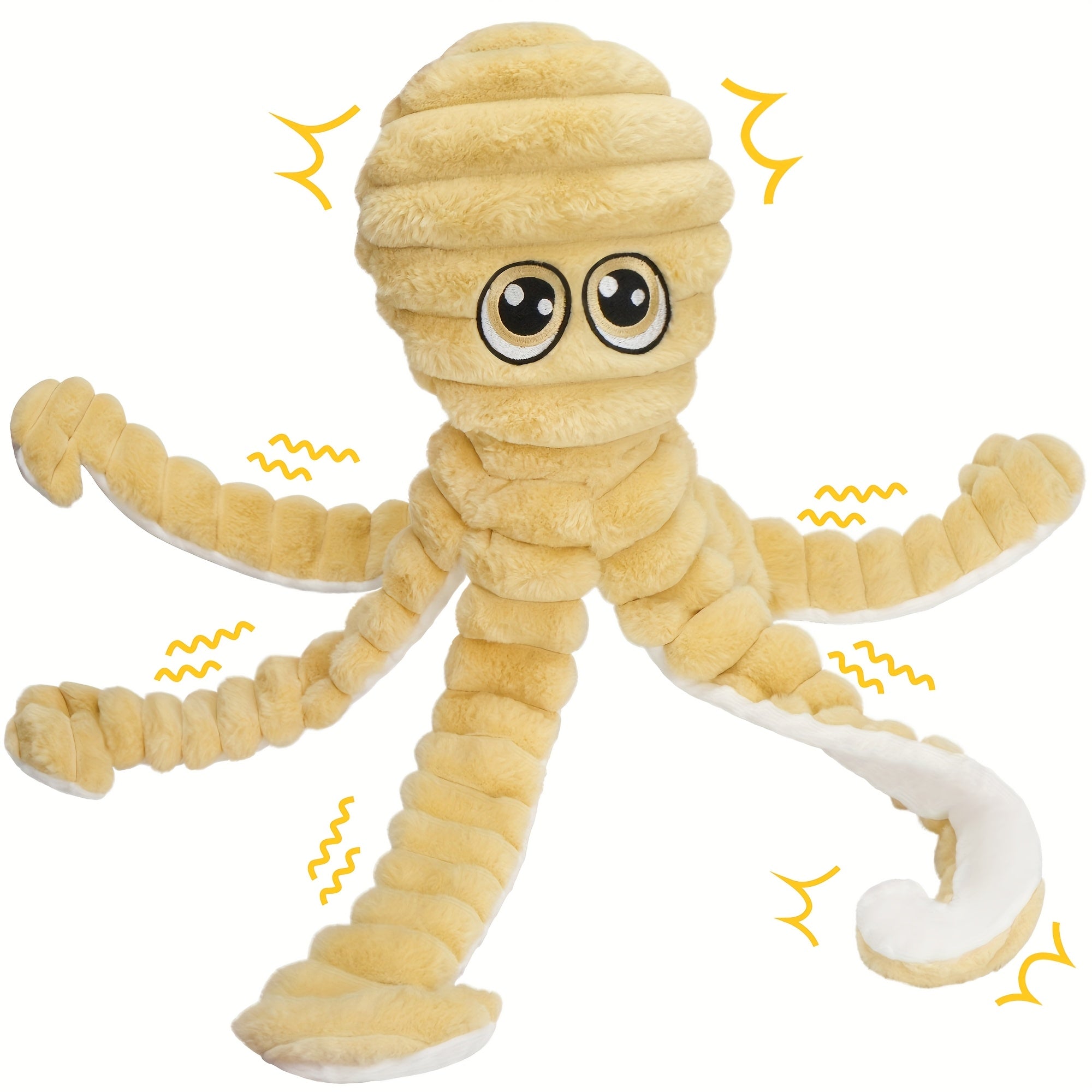 Squeaky Octopus Plush Dog Toy - Yellow