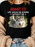 Personalized Round-Neck Pet Photo T-Shirt - Bright Pink Color, S
