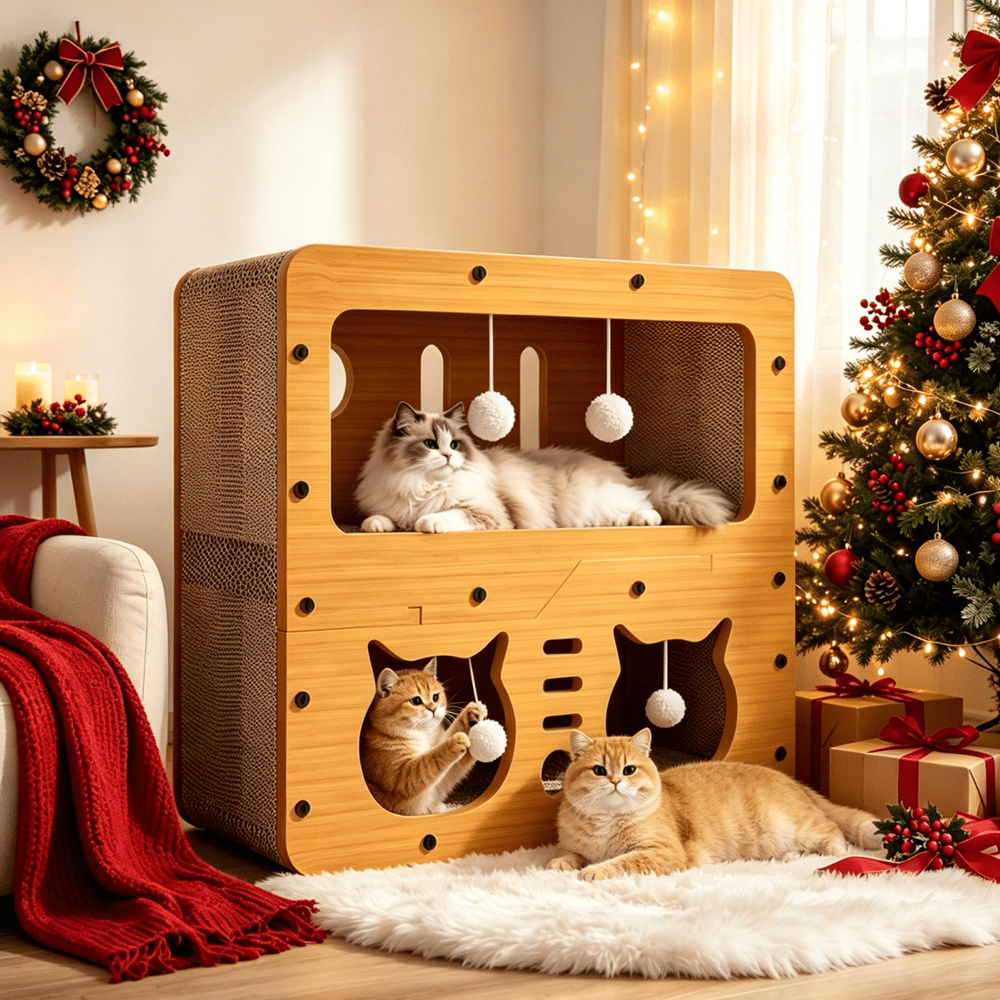 Double-Layer Cardboard Cat Scratcher House
