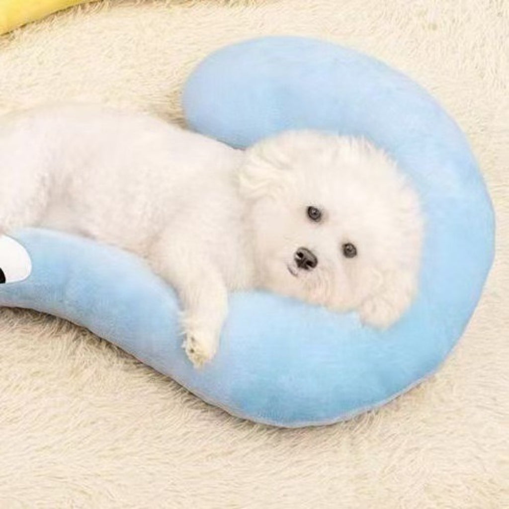 Washable Plush Half-Donut Pet Pillow - Yellow, Large：(62*40*6)CM