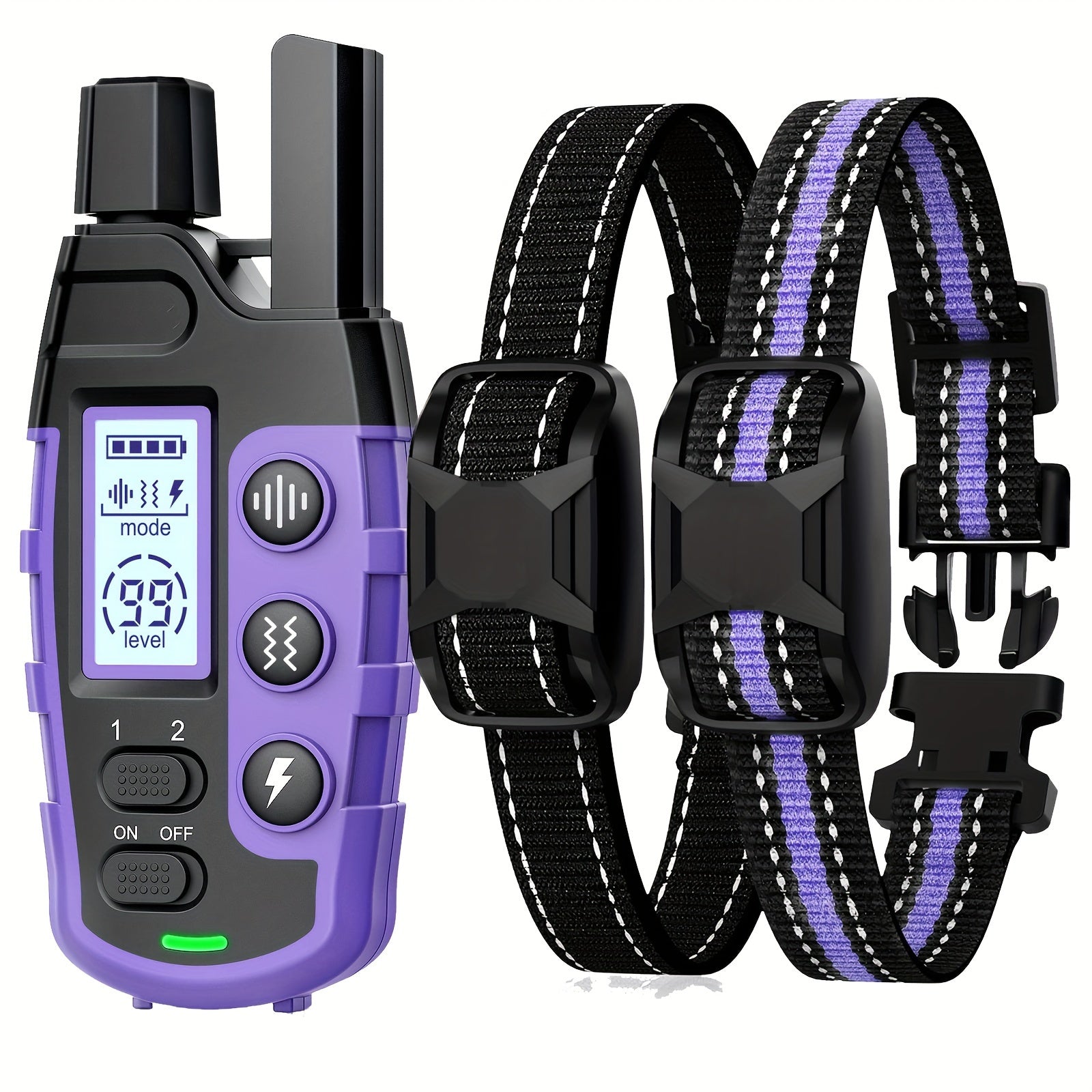 Rechargeable Remote Dog Training Collar - For 1 Dog (Purple)