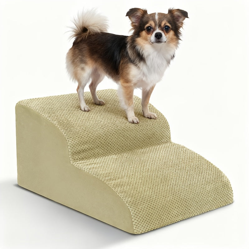 Extra-Wide Non-Slip Foam Dog Stairs - Light Grey, 2 Steps