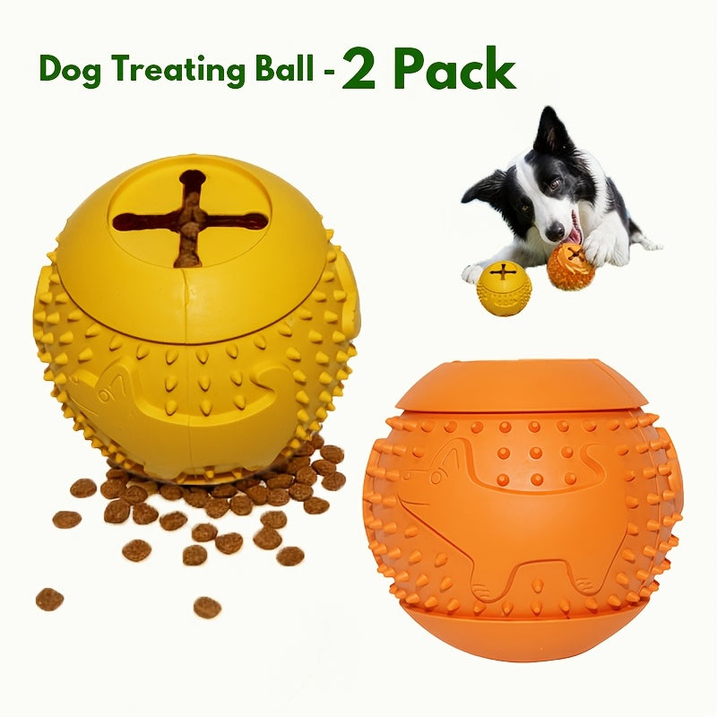 3-in-1 Dog Treat-Dispensing Puzzle Ball - Yellow+Orange