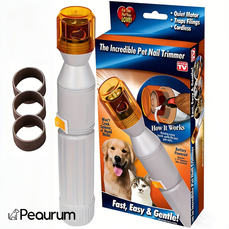 Low-Noise Pet Nail Grinder with 3 Sanding Bands