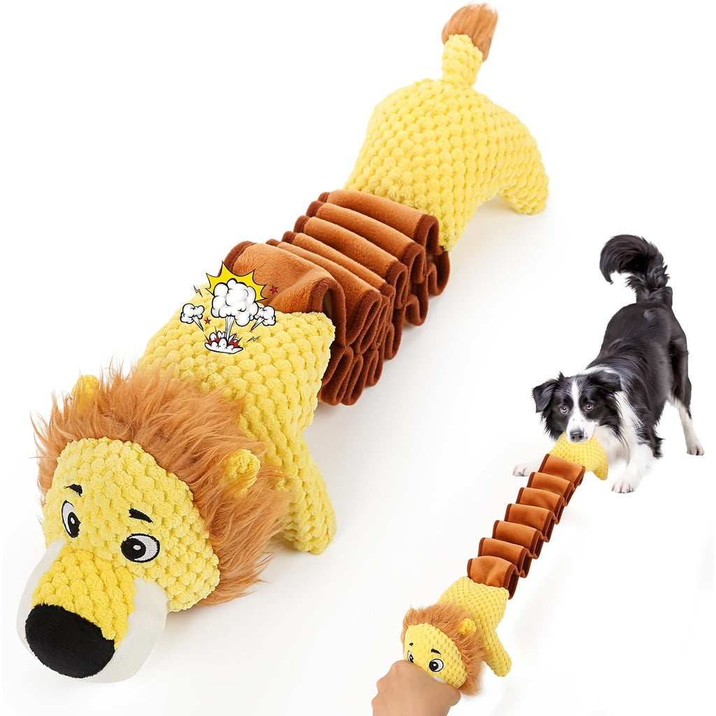 Squeaky Plush Dog Tug Toy for Strong Chewers - Pull Rope Leopard