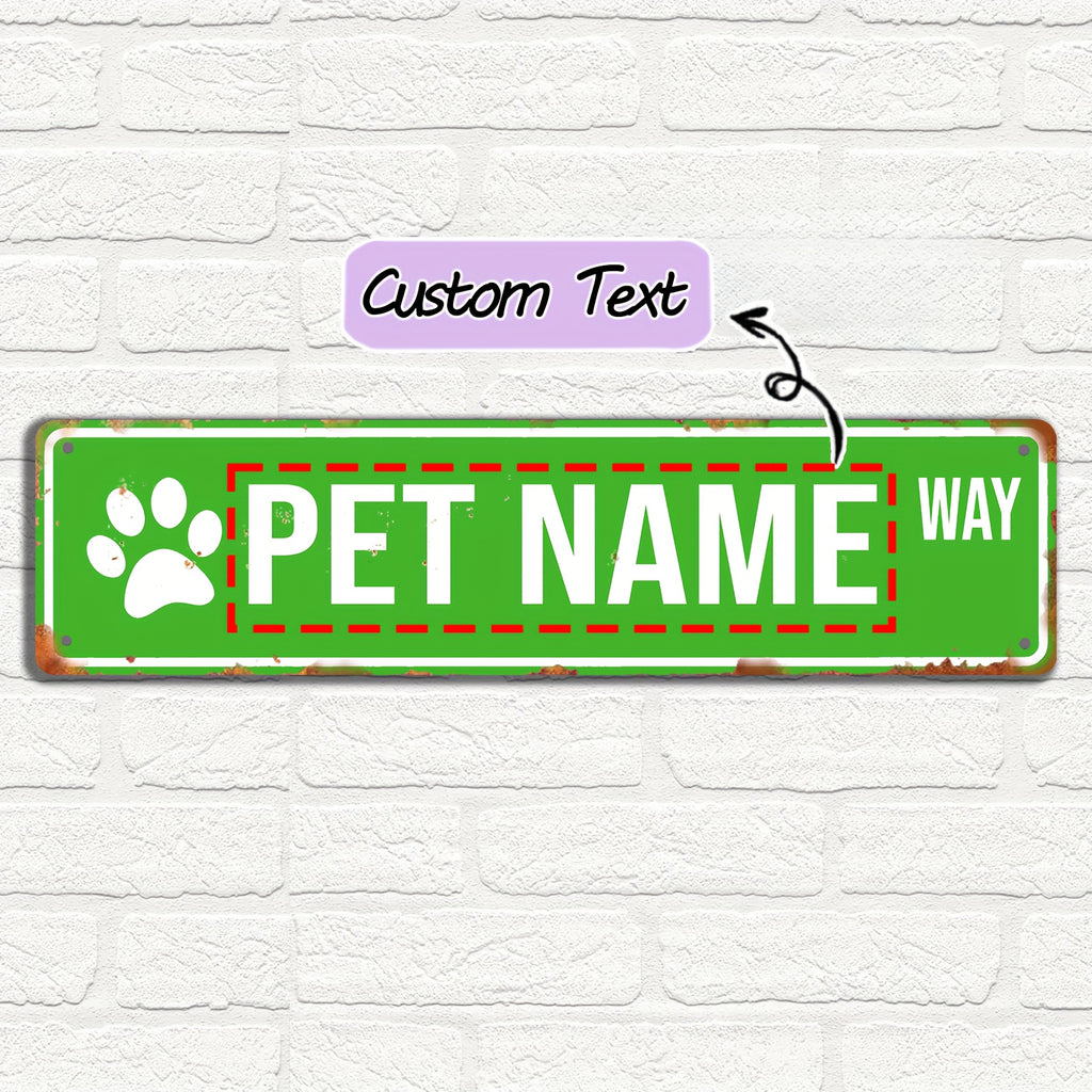 16 x 4 in Personalized Pet Name Street Sign - Yellow, Original image