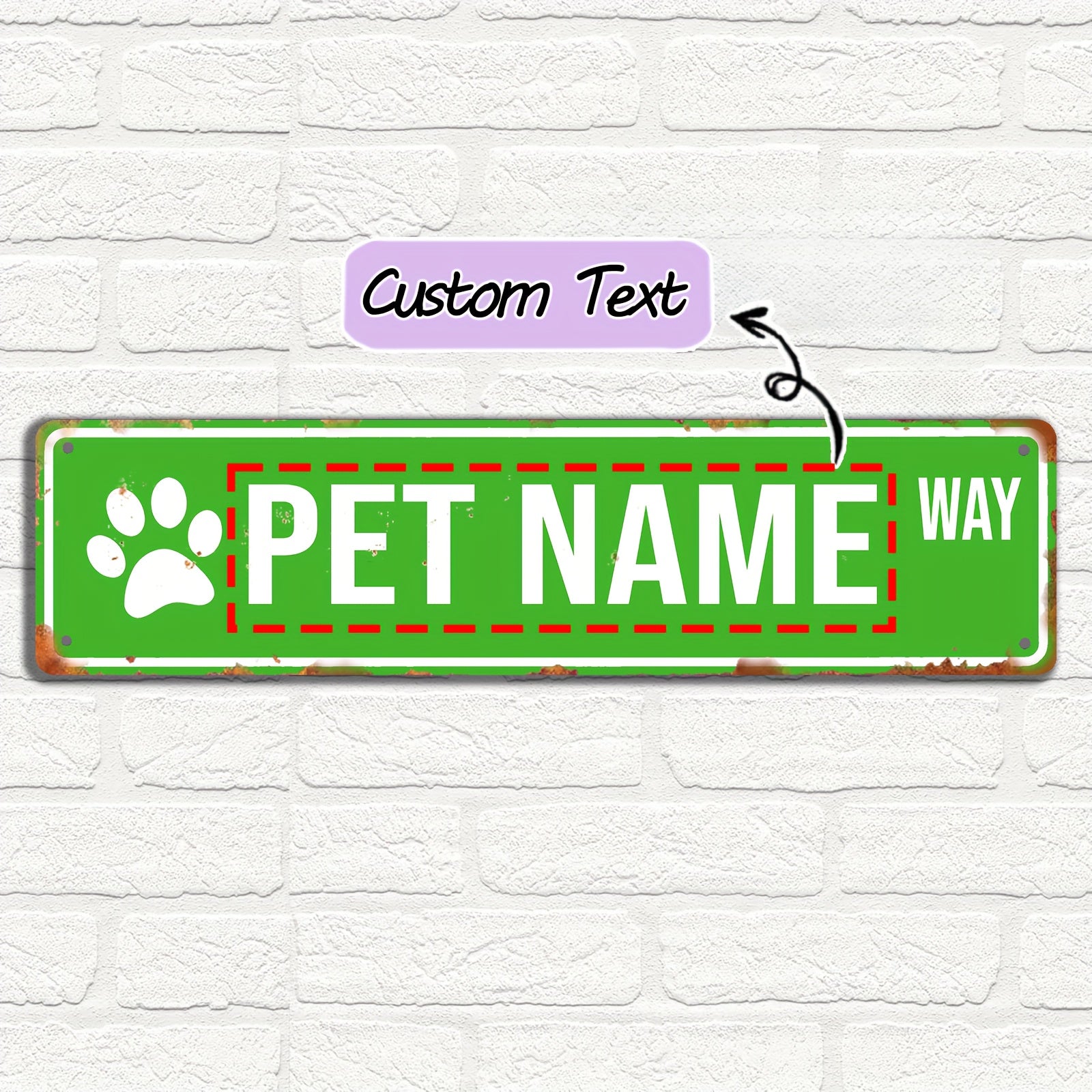 16 x 4 in Personalized Pet Name Street Sign - Yellow, Original image