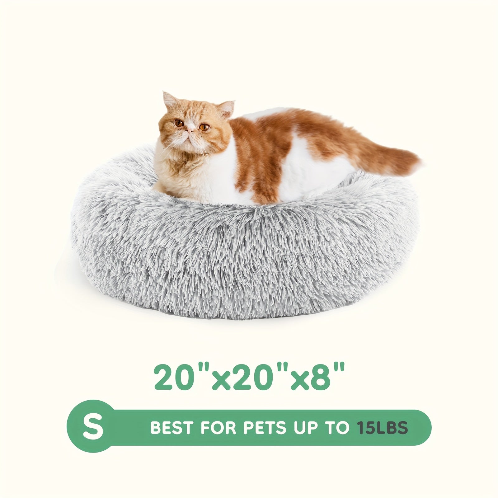 20/24 in Washable Round Plush Pet Bed - Light Brown-24''x24''