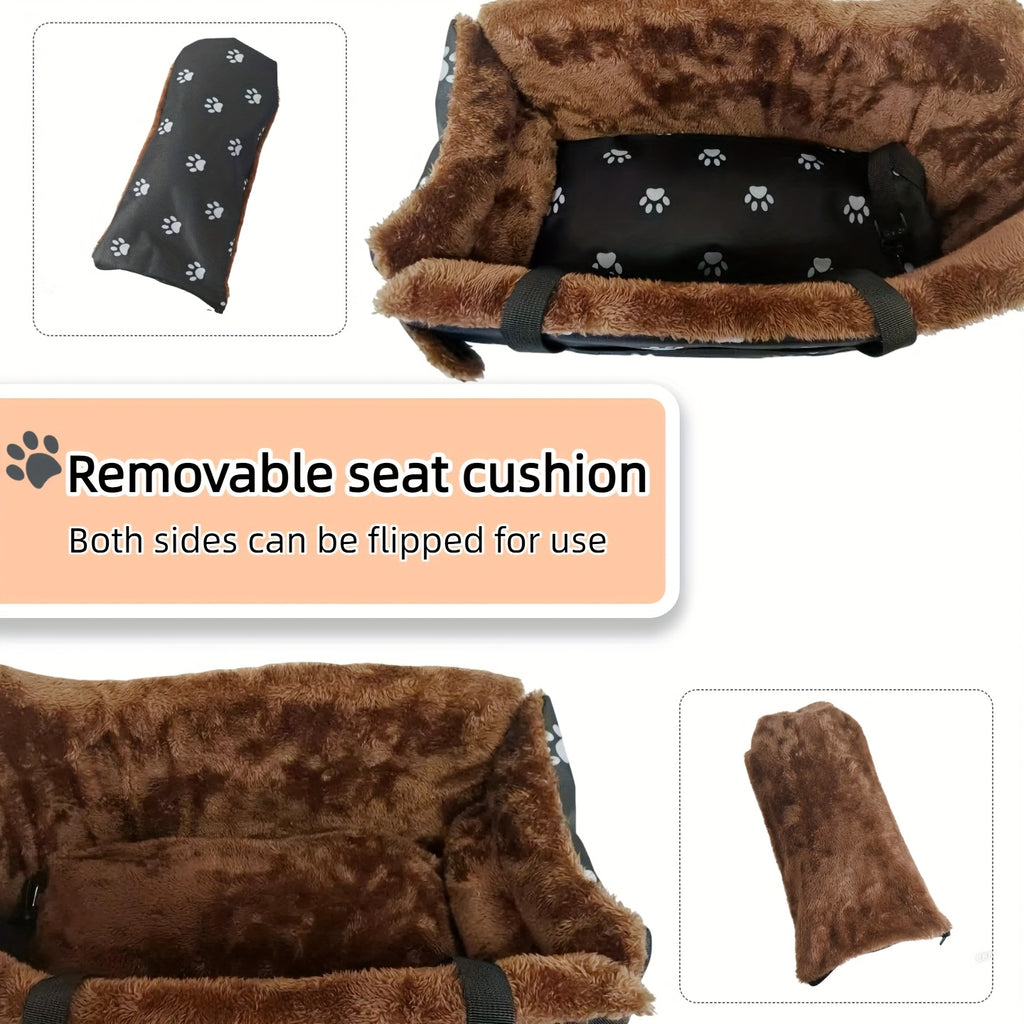 Pet Car Center Console Bed - Gray Footprints