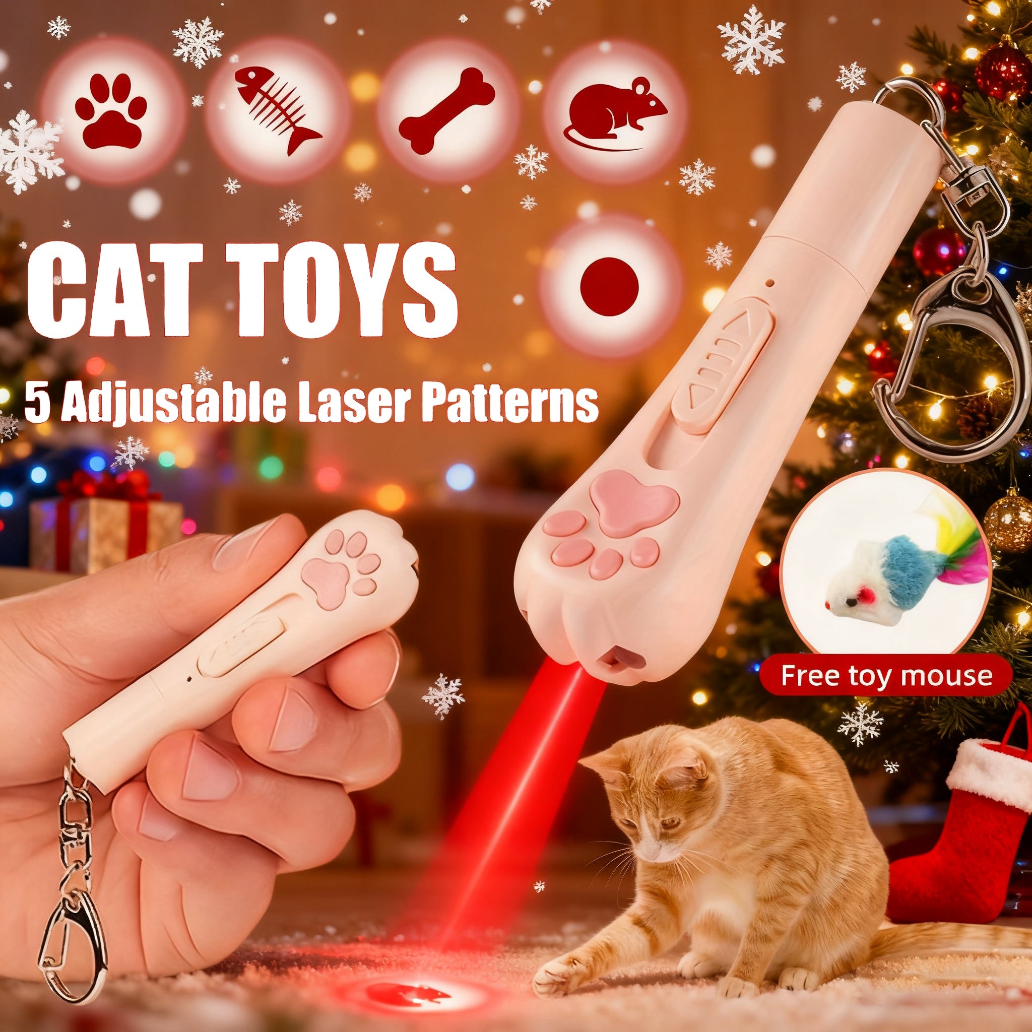7-in-1 USB Rechargeable Cat Teaser Toy - pink