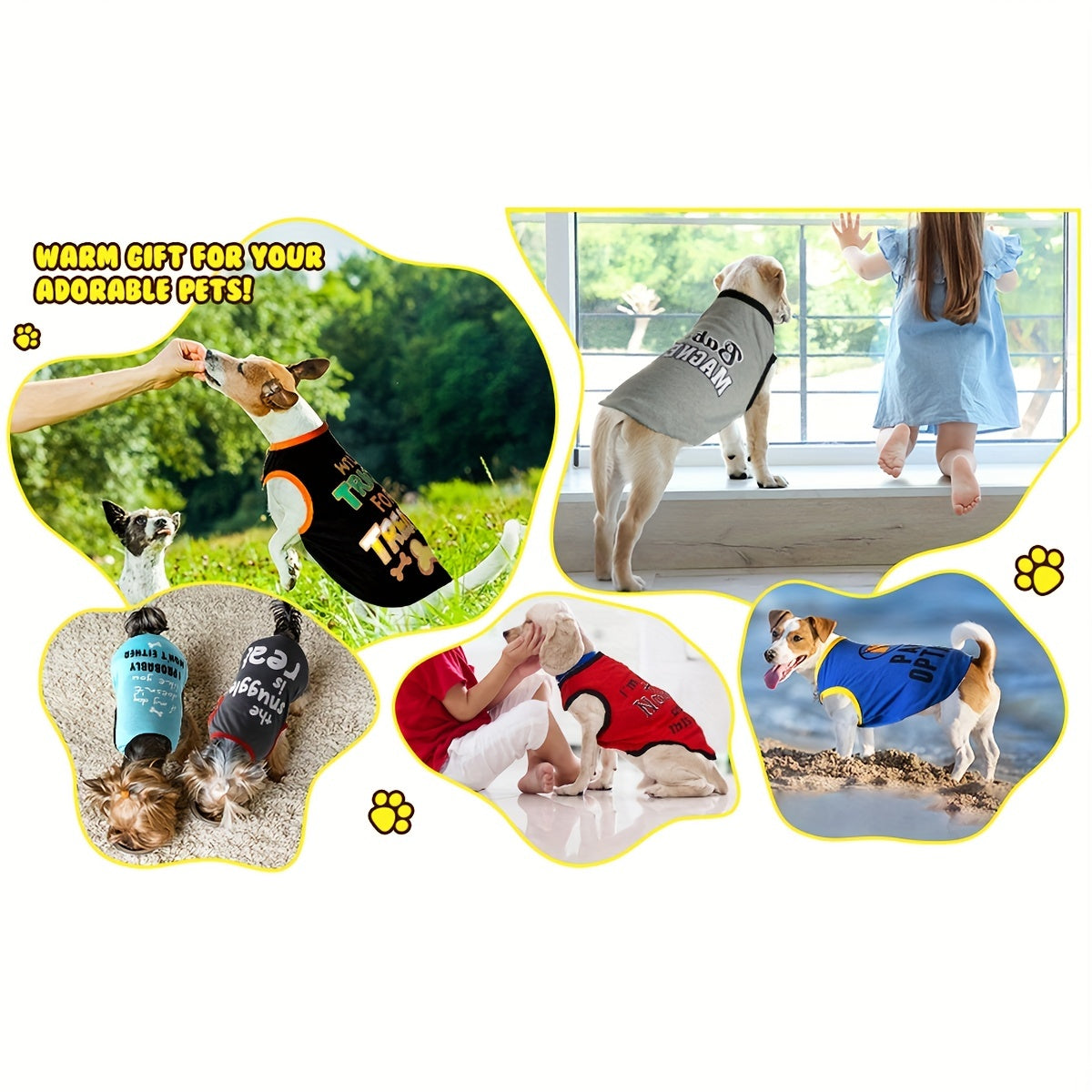 8-Pack Pet Graphic T-Shirts - Mixed colors, L