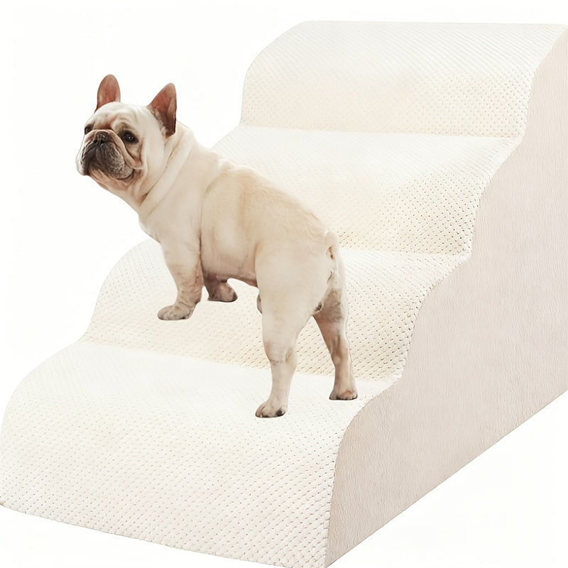 Extra-Wide Non-Slip Foam Dog Stairs - pink, 4 Steps