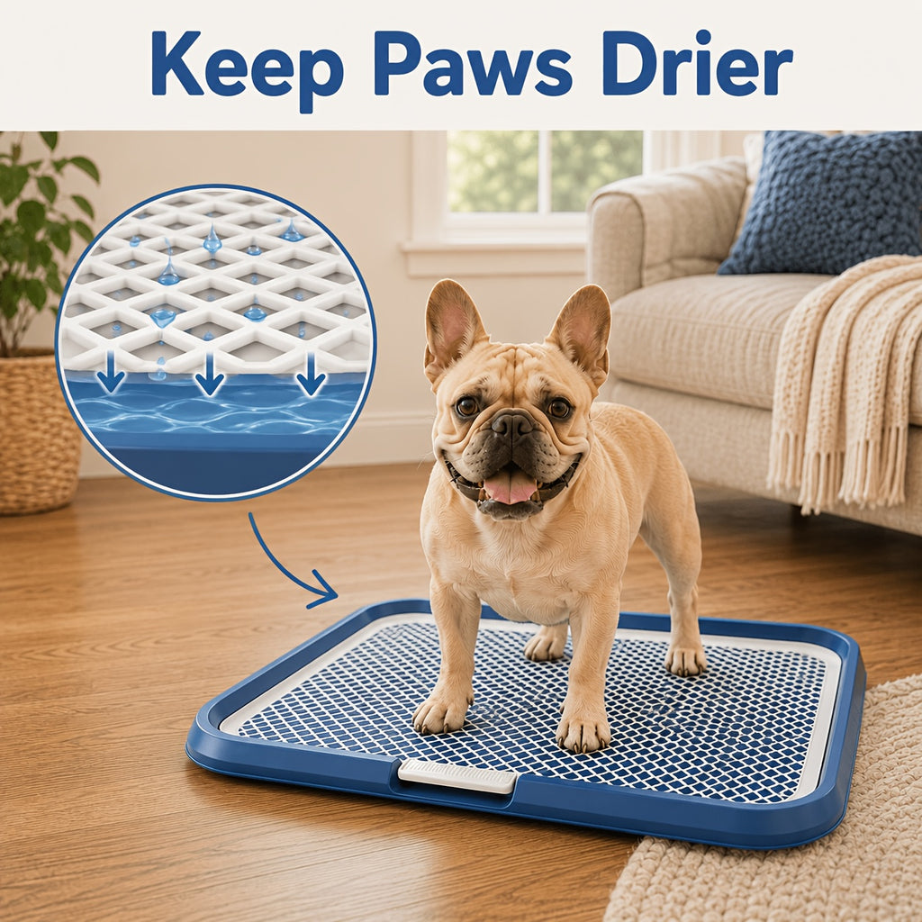 Indoor Dog Potty Tray with Removable Grate - Blue