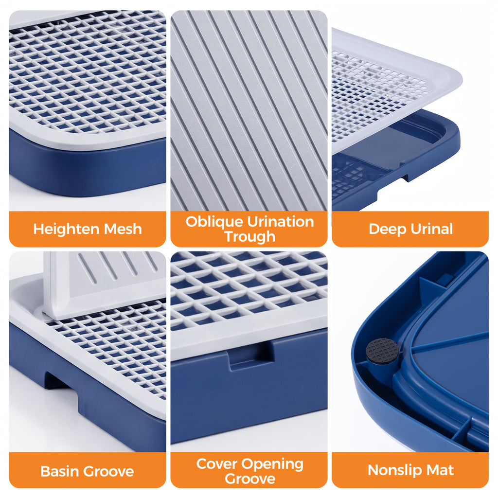 High-Sided Indoor Dog Potty Tray - White and gray - size M