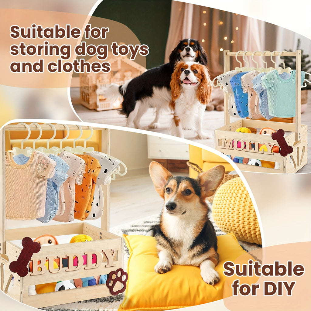 Wooden Pet Wardrobe with Storage Basket