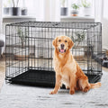 42/48 in Folding Double-Door Dog Crate - Black, 48.0"L x 29.0"W x 31.0"H