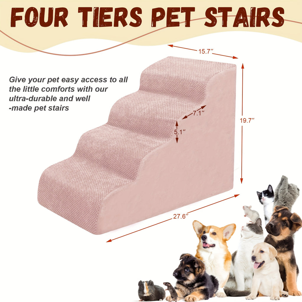 Extra-Wide Non-Slip Foam Dog Stairs - Black, 3 Steps