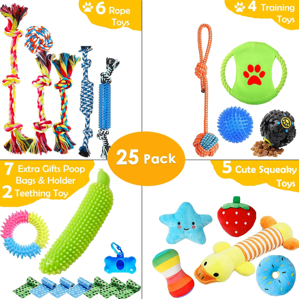 25-Piece Dog Chew and Tug Toy Set