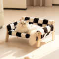 Elevated Wooden Cat Sofa Bed - Creamy white sofa, Solid Wood Cat Sofa