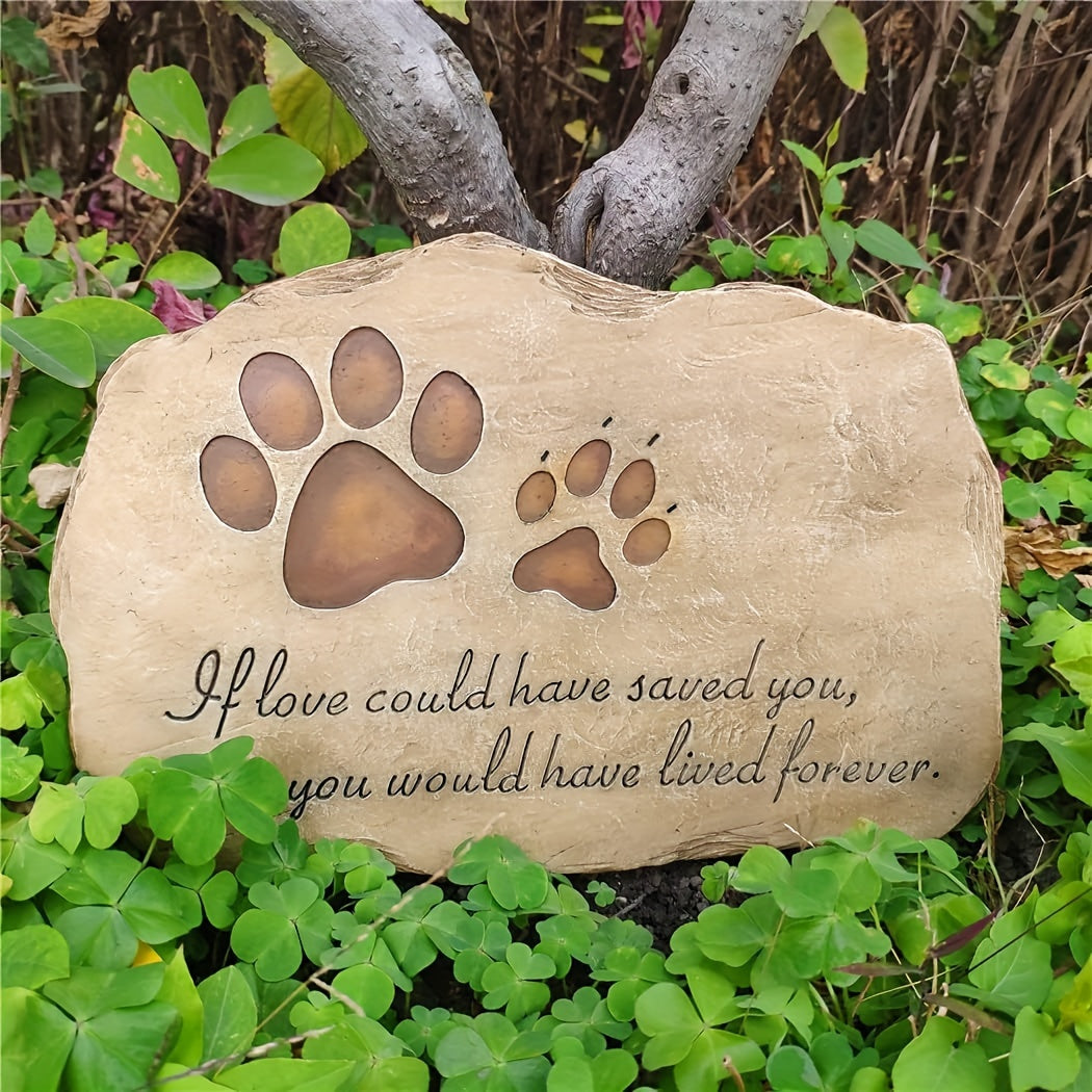 Paw Print Pet Memorial Garden Stone - A-Brown