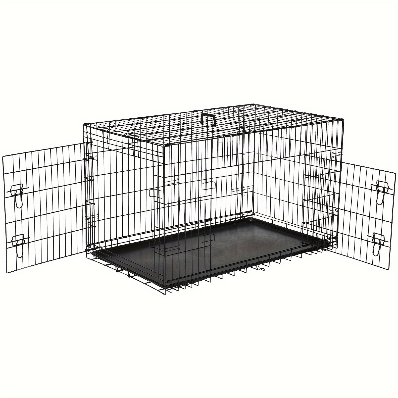 Folding Double-Door Wire Dog Crate with Divider
