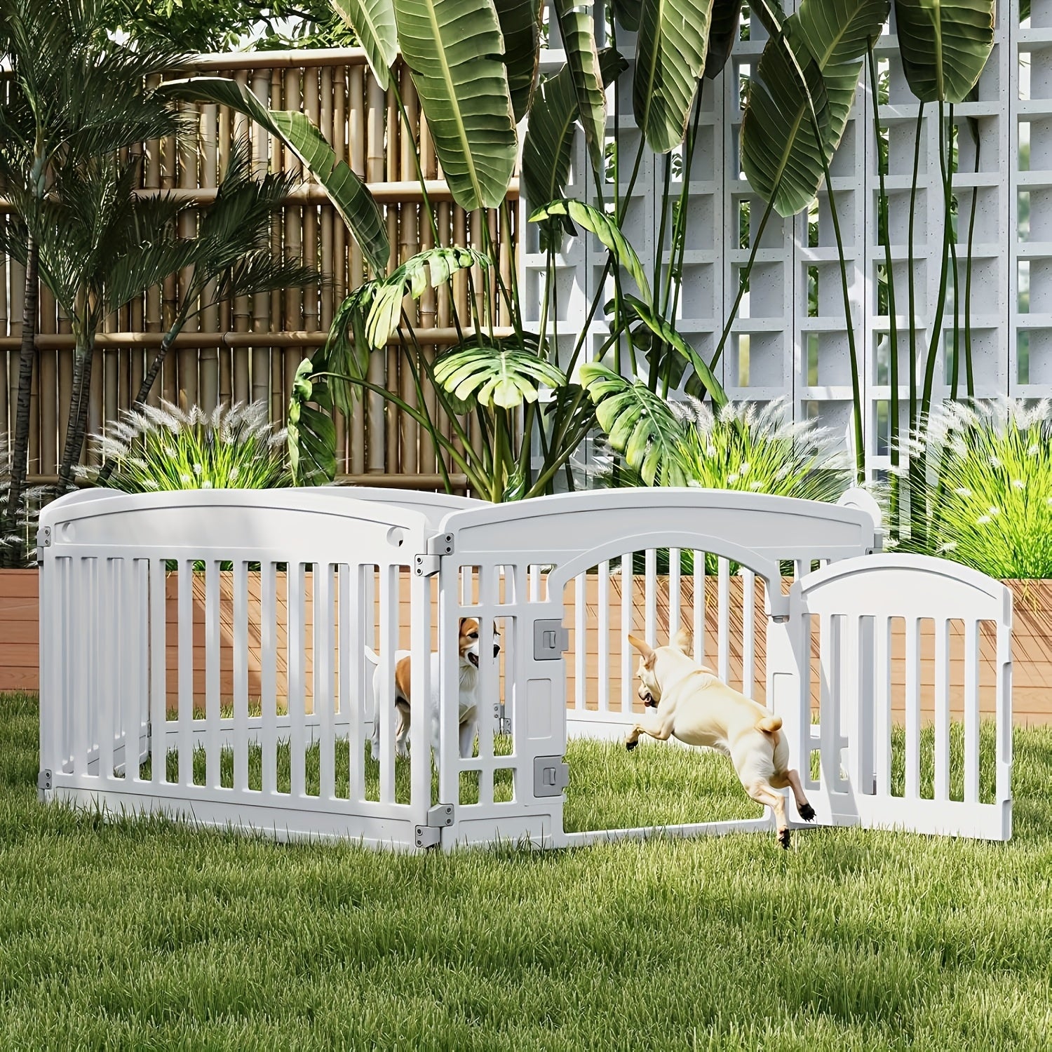 4/6-Sided Portable Dog Playpen - White/6Panel