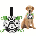 Dog Soccer Ball with Tug Straps - 6in/15cm