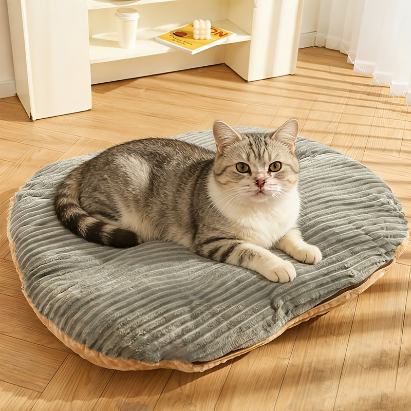 Washable Round Plush Pet Bed - M 18.5inch*13.7inch*6.6inch