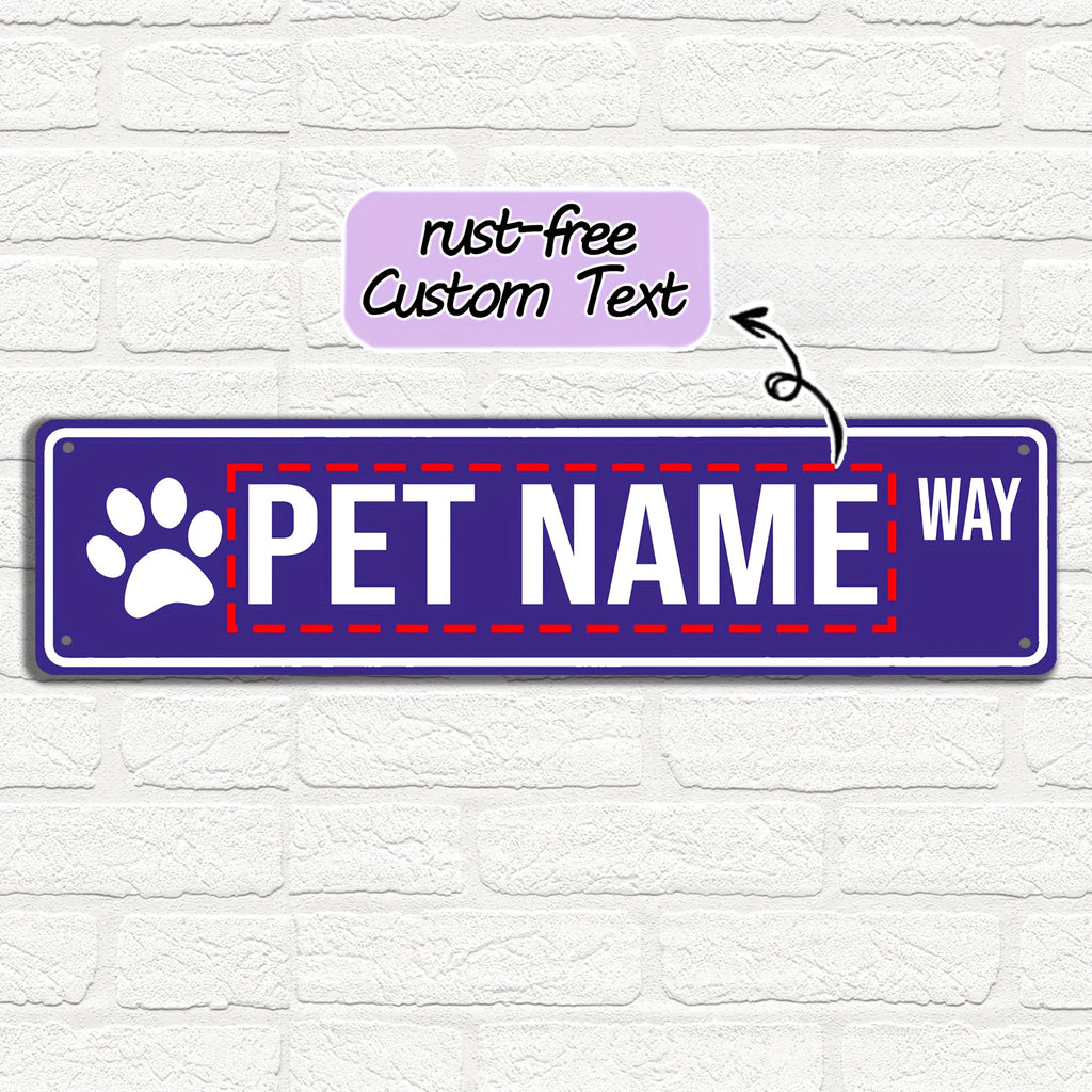 16 x 4 in Personalized Pet Name Street Sign - Purple, Vintage Style
