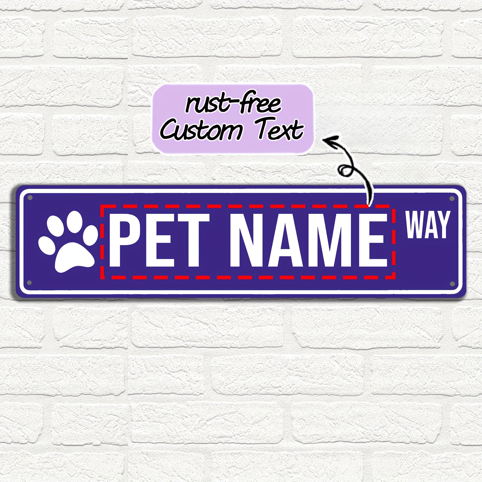 16 x 4 in Personalized Pet Name Street Sign - Purple, Vintage Style