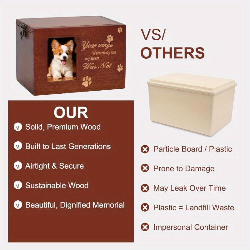 Wooden Pet Memorial Urn with Photo Frame