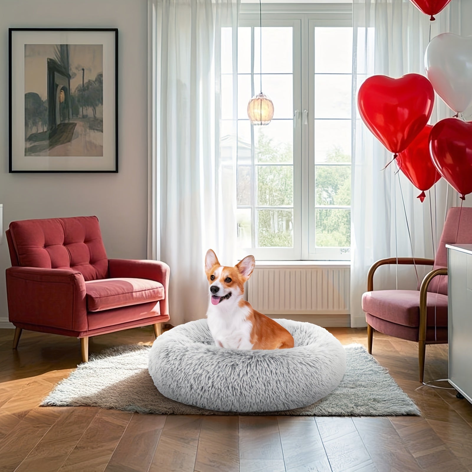 20/24 in Washable Round Plush Pet Bed - 36''x36''