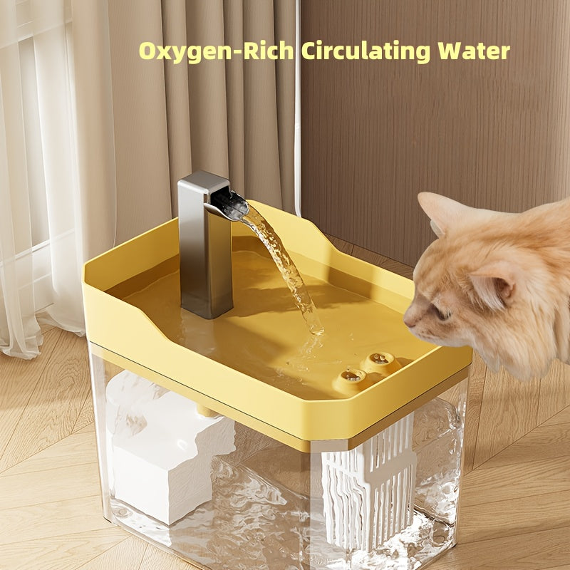 4-Stage Filtration Pet Water Fountain - Transparent Gray Advanced Edition - Includes One Set of Filter Cartridges + Keychain
