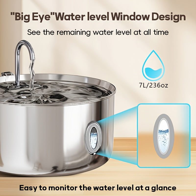 236 oz Stainless Steel Pet Water Fountain