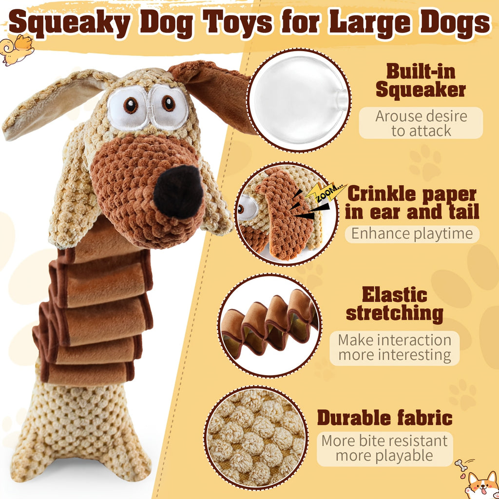 Crinkle-Filled Squeaky Dog Tug Toy