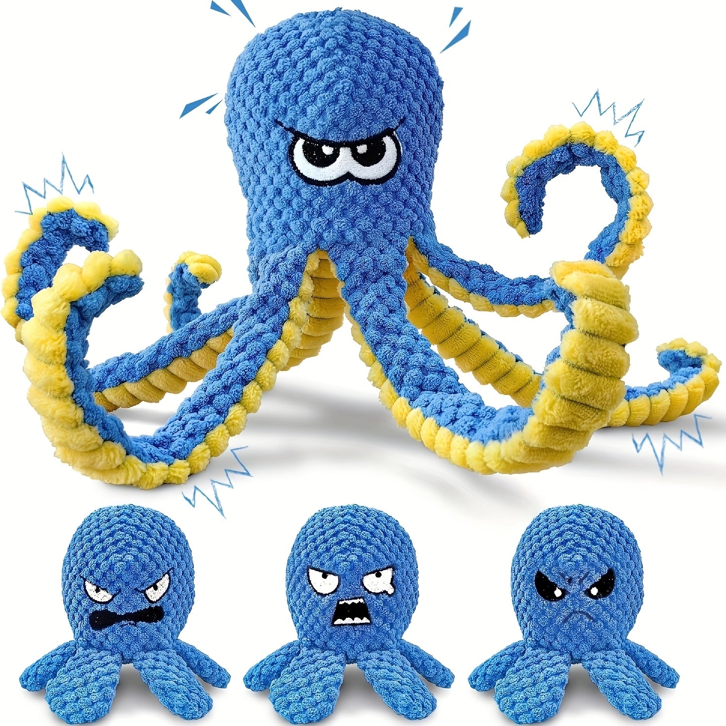 1/2/4-Pack Squeaky Octopus Dog Toy