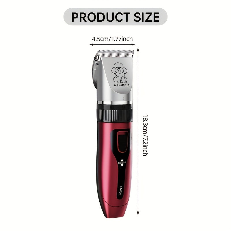 Rechargeable Low-Noise Pet Grooming Clippers - Red + Beautiful Hair Package