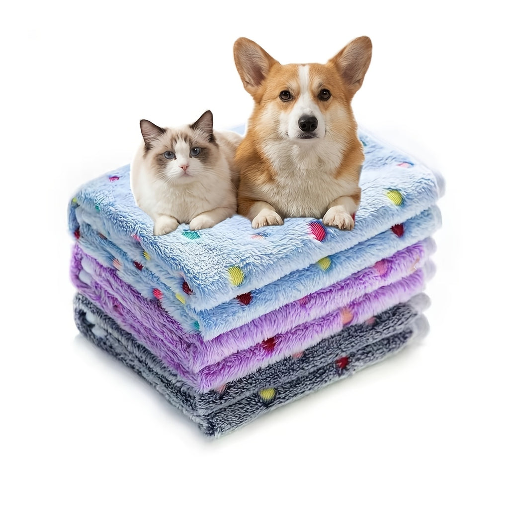 3-Pack Fleece Pet Blankets with Drying Towel - Dot 2 (Beige/Brown/Pink), 30x20 inches (Pack of 3)