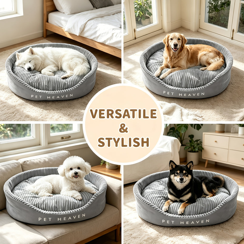 Washable Round Plush Pet Bed - L 23.6inch*19.6inch*7.8inch