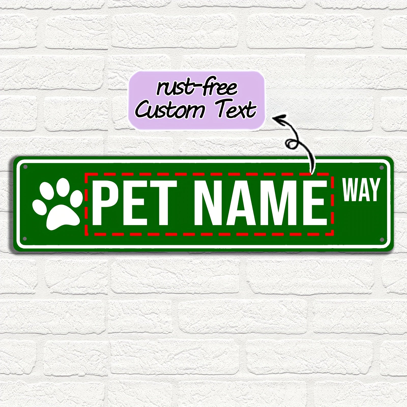 16 x 4 in Personalized Pet Name Street Sign - Green, Vintage Style