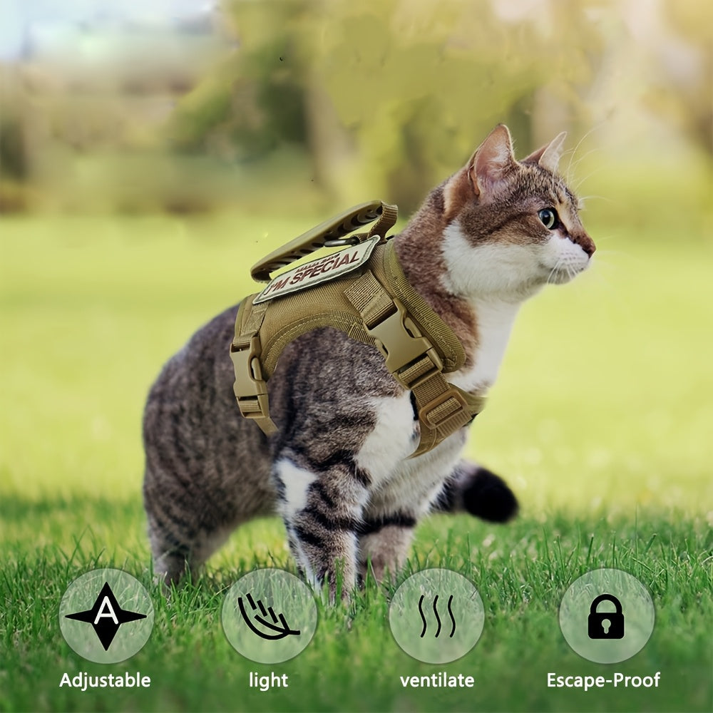 Tactical Padded Cat Harness Vest - Camouflage, One-size