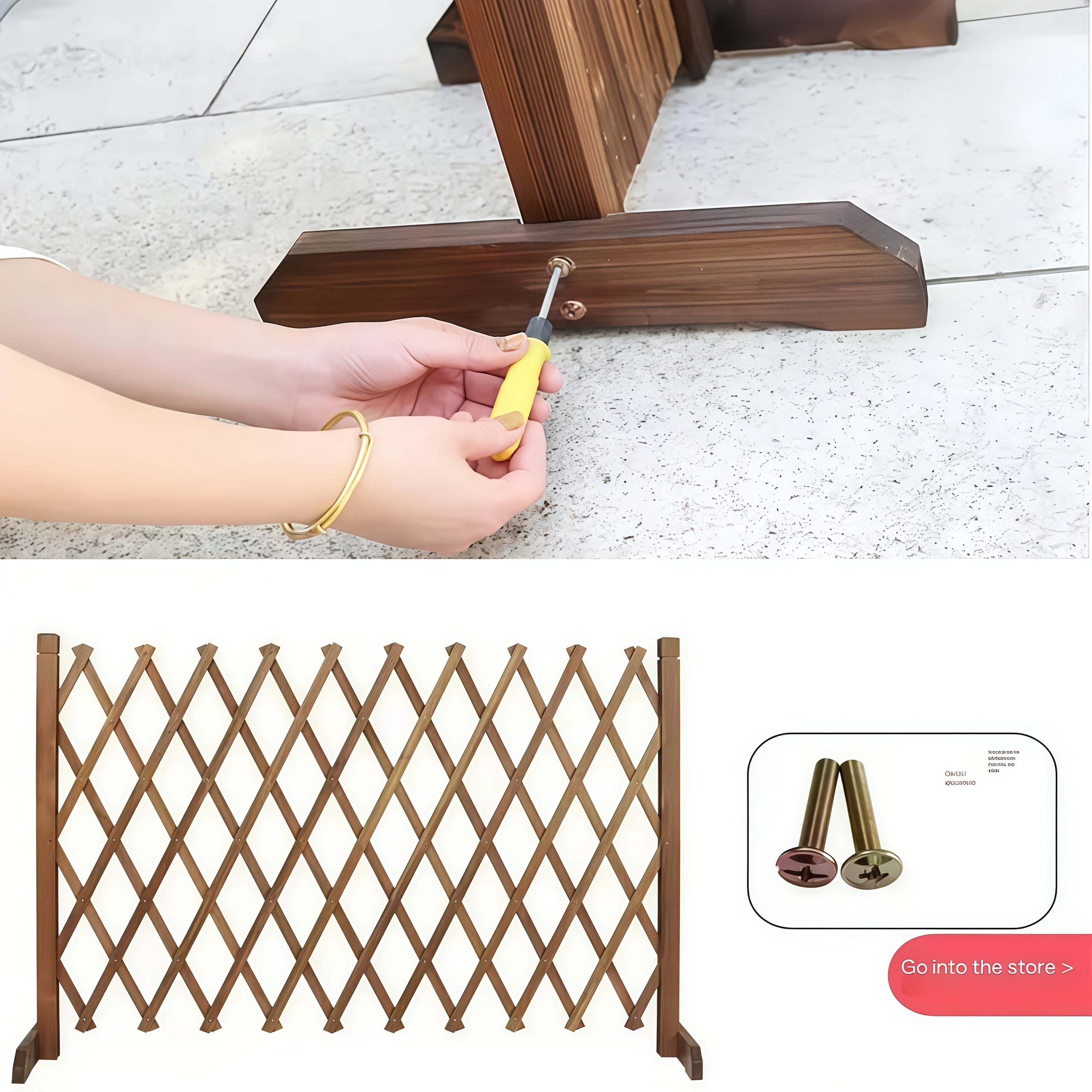 Expandable Wooden Pet Gate with Door