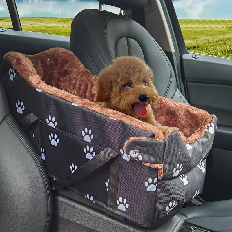 Pet Car Center Console Bed - Black Footprints